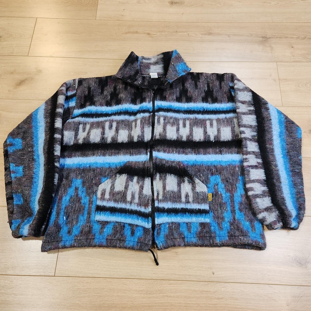 Molina Indian Drawing Jacket Mens Large Multicolor‎ Fleece Aztec Southwestern